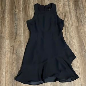 Banana Republic fit and flare navy blue racer back faux wrap ruffle dress